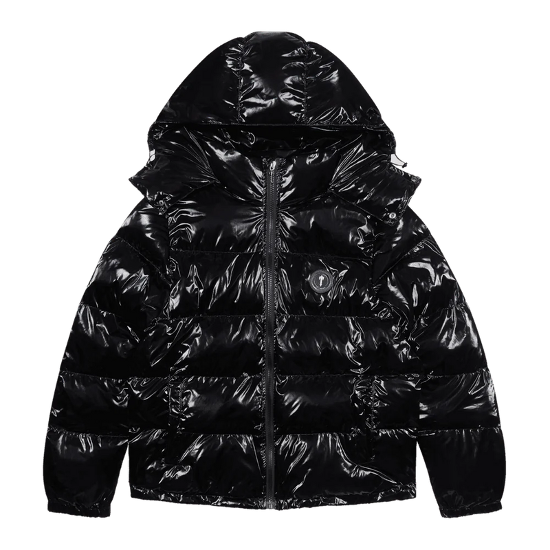 TRAPSTAR IRONGATE DETACHABLE HOODED PUFFER JACKET - SHINY BLACK